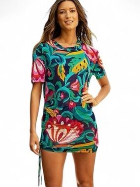 Trina Turk India garden floral print mesh coverup